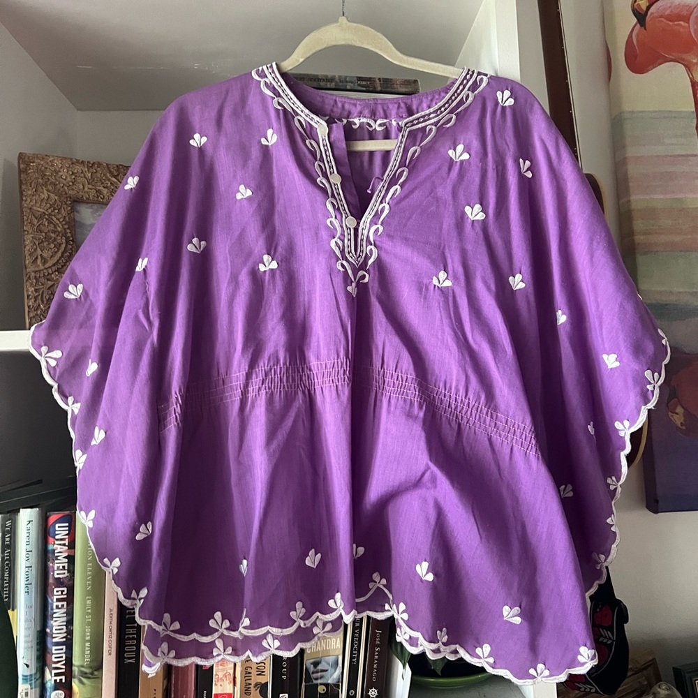 Purple flutter sleeve blouse